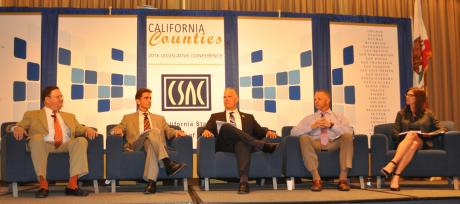 A panel of top legislators discussed a variety of issues for the opening session of the CSAC Legislative Conference. From Left: Assemblyman Rich Gordon, Senator Mark Leno, Senator Anthony Canella and Assemblymember Kristin Olsen