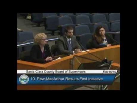 CSAC’s Amalia Mejia presents to Santa Clara County Board of Supervisors on Results First Initiative, August 16, 2016