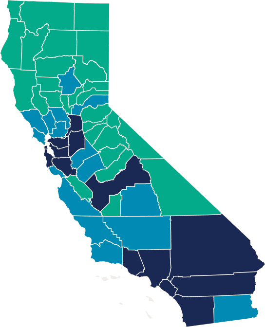 Map of California showing the different counties