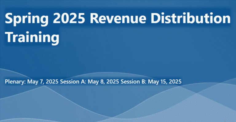 Graphic with the date of the spring 2025 Revenu Distribution Training