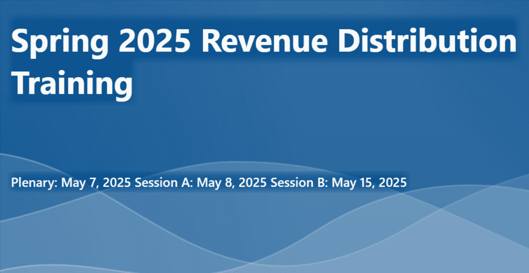 Graphic with the date of the spring 2025 Revenu Distribution Training