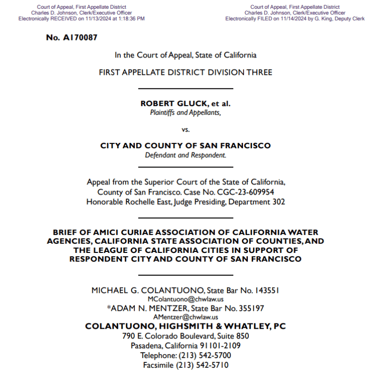 Cover page of Gluck V CCSF Amicus Brief