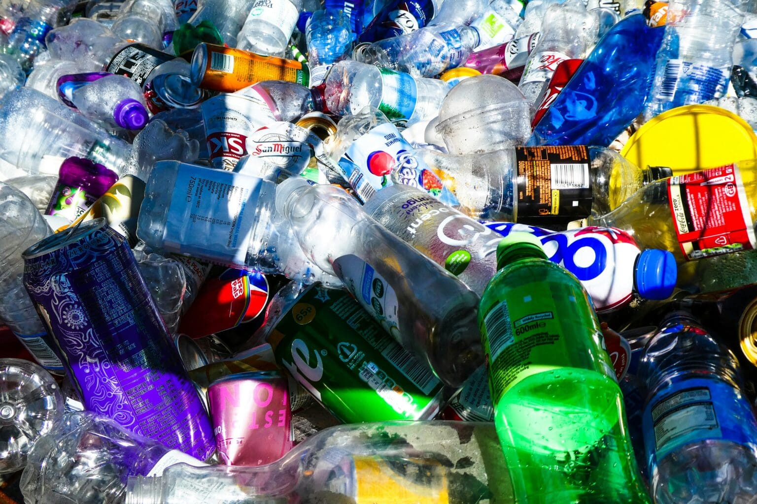 Plastic bottles all pilled together