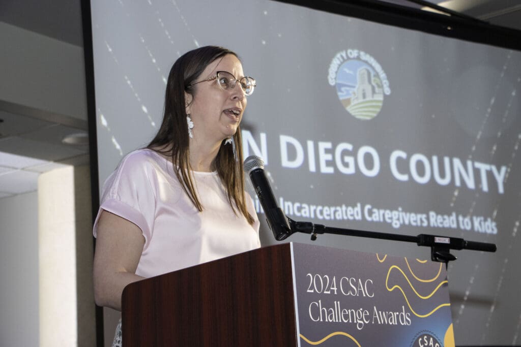 San Diego County accepts their CSAC Challenge Award.